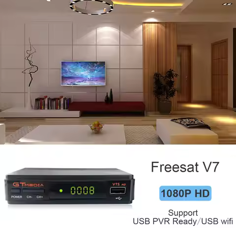 Satellite TV Receiver Decoder V7 HD DVB-S2+USB WiFi Receptor with Antenna
