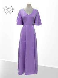 Elegant Beverly Long Gown Dress - Medium to 2XL Fit Neoprene Spandex with Belt - Perfect for Ninang 