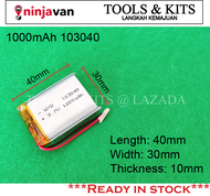 3.7V 1200mAh 103040 Lipo Battery Rechargeable Battery for Kids Smart Watch Tablet MP3 MP4 MP5 Blueto