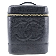 【日本直送】香奈兒 CHANEL 化妝箱包 手提包 COCO 標誌 魚子醬皮革 黑色 女性【二手】
