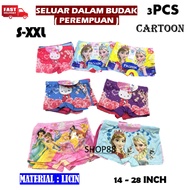 Boxer Kartun 3 Helai 1 Set budak perempuan S-XXL cartoon girls boxer briefs