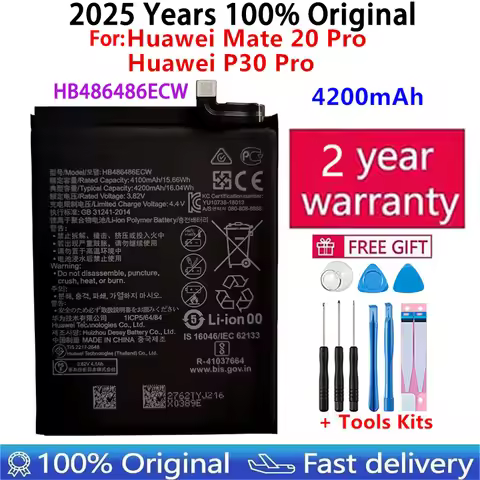 2025 100% Original High Quality 4200mAh HB486486ECW Mobile Phone Battery For Huawei P30 Pro Mate20 P