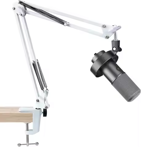 Fifine K688 Boom Arm, White Mic Arm Compatible with Fifine K688, PD200XS, Seiren Mini, Mic Stand for