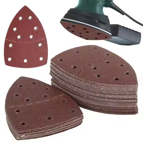 10Pcs Mouse Sander Paper Durable 11-Holes Triangle Sandpaper Pads Practical Orbital Sander DIY Abras