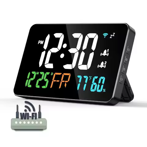 2.4Ghz Tuya WIFI Atomic Clock Clock Zone Temperature Adjustable Brightness Digital LED Clocks Humidi