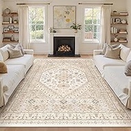 zesthome 8x10 Area Rugs for Living Room,Non-Slip Backing Washable Rugs,Vintage Large Area Rug，Stain 