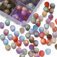 St.kunkka 8/10mm 10Pcs Resin Iridescent Matte Beads Smudge Round Beads For DIY Bracelet Necklace Mak