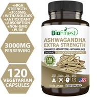 Biofinest Ashwagandha 3000mg Root Extract Organic Supplement - Relieve Stress Anxiety Memory Sleep M