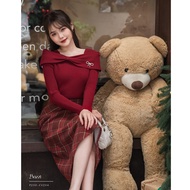 Bazzi Off-Shoulder Bow Sweater - Real Photo Taken by Myself-