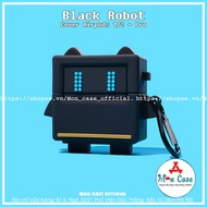 Protective Case for Airpod 1/2/Pro/i12/i9/i7/tws Bluetooth Wireless Headphones - Black Robot Image -