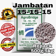 🌱BAJA SUBUR 🔥Agrobridge Jambatan NPK 15-15-15  5kg Fertilizer🌱 Baja Subur 🌱Baja Daun🌱Baja Sayur🌱Baja