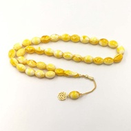 sale Dust Ambers Rosary Big Man Size Gold Tasbih 33 Resin yellow tasbih Golden Metal tassels Islam b