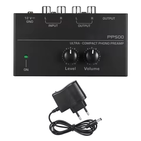 PP500 Phono Preamp Preamplifier Headphone Preamplifier Microphone Enlarge Mixer with Level Volume Co
