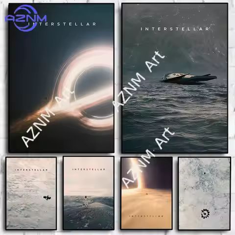 Minimalist Vintage Interstellar Poster Space Planet Christopher-Nolan Canvas Painting Wall Art for L