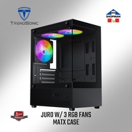 Trendsonic Juro TG Micro ATX Case w/ 3 RGB Fans Fan MATX Chassis