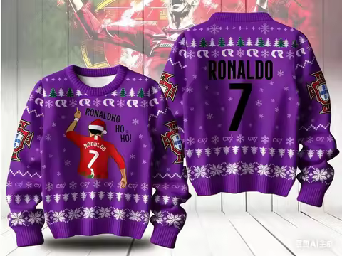 2026 New Men's and Women's T-shirts, Featuring Ronaldo No. 7 Polar Lining Pattern, for Autumn, Winte
