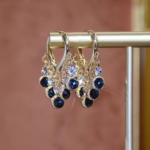 JUWANG France Charm Simple Earrings For Women Super Flash AAA Zircon Earring Sweet Elegant Temperame