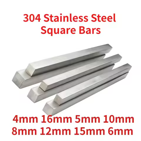2PCS 304 Stainless Steel Square Rod Bar 5mm 6mm 7mm 8mm 10mm 12mm 15mm 18mm 20mm 25mm 30mm MODEL MAK