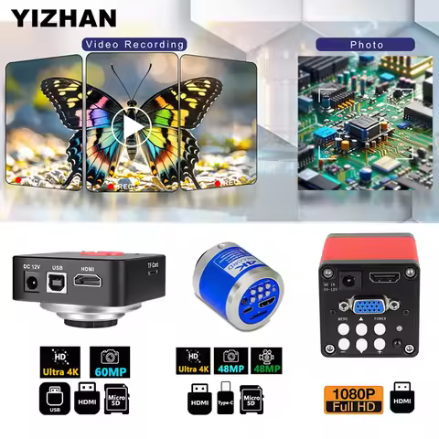 YIZHAN Digital Microscope Camera 60MP 48MP 13MP Microscope for Electronics SONY IMX415L 4K VGA USB H