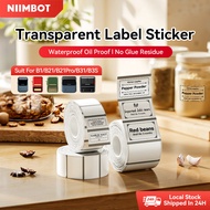 NIIMBOT B1/B1Pro/B21/B21Pro/B2Pro/B3S/B31/B4 Transparent Label Paper Waterproof Name, Food Sticker