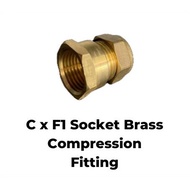 C x F1 Socket Brass Compression Fitting Inch Size 15mm x 1/2'' , 22mm x 3/4'', 28mm x 1"