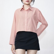 KEMEJA Cambly Top Stripe Shirt - Women's Long Sleeve Striped Crop Shirt