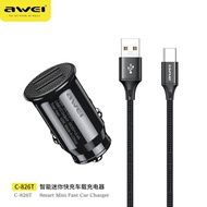 Awei C-826T Mini Car Phone Charger 12W Quick Charge 2.4A 2 ports USB A Car Fast Charger for iPhone X