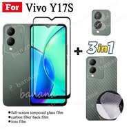 3 IN 1 Vivo Y17s Tempered Glass Full Cover Film for Vivo Y27 Y36  Y35 Y22s Y33s Y21T Y16 Y15s Y15A Y12s Y12A Y02 Y02t Y02A Y02s Y01 Camera Lens Glass Screen Protector and back film