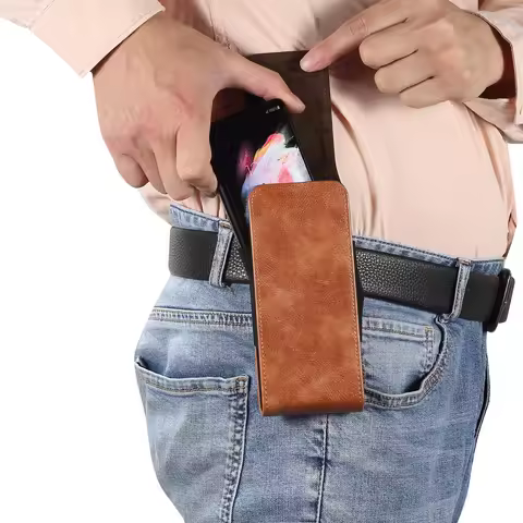 Leather Belt Clip Case Waist Bag For Honor Magic V5 V3 Vs3,Tecno Phantom V,Vivo X Fold 5 3 2,Oppo Fi