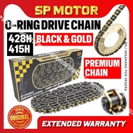 TOBAKI-X O-RING DRIVE CHAIN BLACK & GOLD RACING Chain Motor 415H 428H 132L Y15 LC EX5 Rantai O Ring 