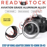 Step Up Ring 39-43 Adapter 39mm to 43mm StepUp 39 to 43mm Converter Adapter Camera Lens Filter