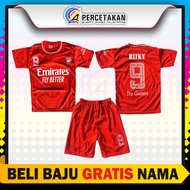 Jersey Bola Timnas Arsenal Terbaru Setelan Gratis Sablon Nama Baju Kaos Pakaian Futsal Anak COD