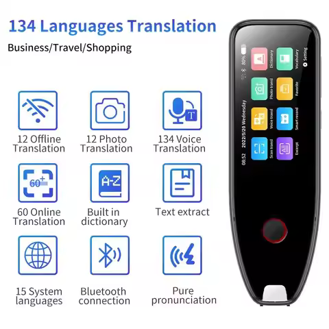 Language Translation Scanning Pen, Text-to-Speech Translator Pen, Supports 134 Language Translations