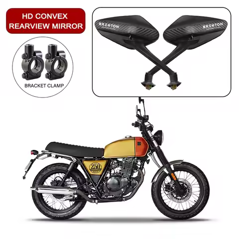 2Pcs/Pair Riding Carbon Fiber Anti-Glare Convex Rearview Mirror For BRIXTON BX 125R BX150 Felsberg 2