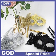 pw Masquerade Mask with Holding Stick, Venetian Half Face Mask for Women ph