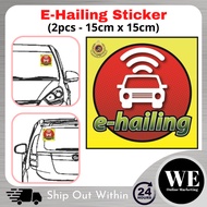🇲🇾 Car Use 2pcs E-Hailing Sticker (15cm x 15cm) - Stiker Cermin Kereta JPJ Grab Lalamove Driver Maxi