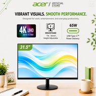 [Latest] Acer SH322QK 31.5-Inch 4K UHD Professional Monitor | Type C (65W) | Height Adjustable/Tilt/