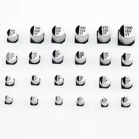 20pcs SMD 50V 35V 25V 16V 10V 100UF 220UF 47UF 33UF 22UF 10UF 4.7UF 2.2UF 1UF Aluminum Electrolytic 