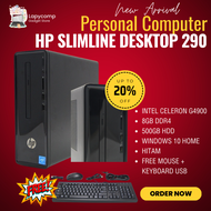 MINI PC - CPU - PC - KOMPUTER - DESKTOP -  HP SLIMLINE DESKTOP 290-P0043W - INTEL CELERON G4900 - 8GB RAM - HDD 500GB + SLOT SSD M.2 - VGA INTEL UHD 610 - FITUR LENGKAP - WINDOWS 10 HOME 64-BIT