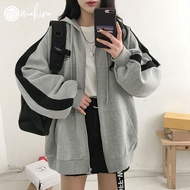 HITAM [S - 7xl] Oversized Women'S Korean Style Zipper Hoodie Jacket Size S M L XL 2XL 3XL 4XL 5XL Li