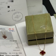 VCA/梵克雅寶 JB編碼20年全套 紅玉髓 18k金紅中花項鍊  鏈長：42cm  吊墜：15mm