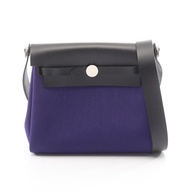 【二手】愛馬仕 HERMES 單肩背包 Herbag Zip Mini 紫色/黑色帆布皮革 Herbag Zip Mini 紫色/黑色 女士