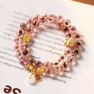 Bantang Dream Blue Bracelet Sugar Heart Agate Glass Safe Buckle Human Peach Bracelet Female Double C