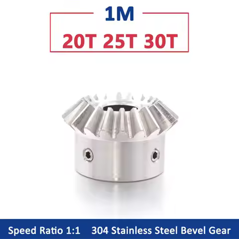 1pc 1:1 304 Stainless Steel Bevel Gear 1M 20 25 30 Teeth 1 Module 20T 25T 30T 90 Degrees Meshing Ang
