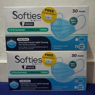 NEW/- MASKER SOFTIES SURGICAL MASKER MEDIS 3 PLY EARLOOP 1 BOX ISI 50