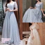 Woman Gorgeous High Class Lacey Shinning Princess Gown Dress Evening Gown Light Grey/Champagne 22062