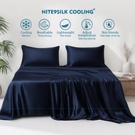 NITE9SILK COOLING Luxury Silk Bedding Set Dark Blue