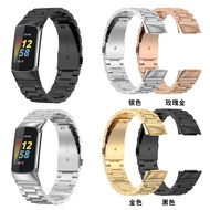 Suitable for fitbit charge 6 Milanese Strap charge 5 Three-Bead Metal Solid Steel Strap
