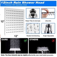 8Inch Stainless Steel Top Spray  7Gear Filter High Pressure Handheld Shower Head Set