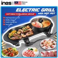 Long Pan 2 IN 1 Electric BBQ Grill Steamboat Pot Grill Pan Fry Hot Pot Steamboat / Pan Peruik Stimbot / 烧烤鸳鸯锅